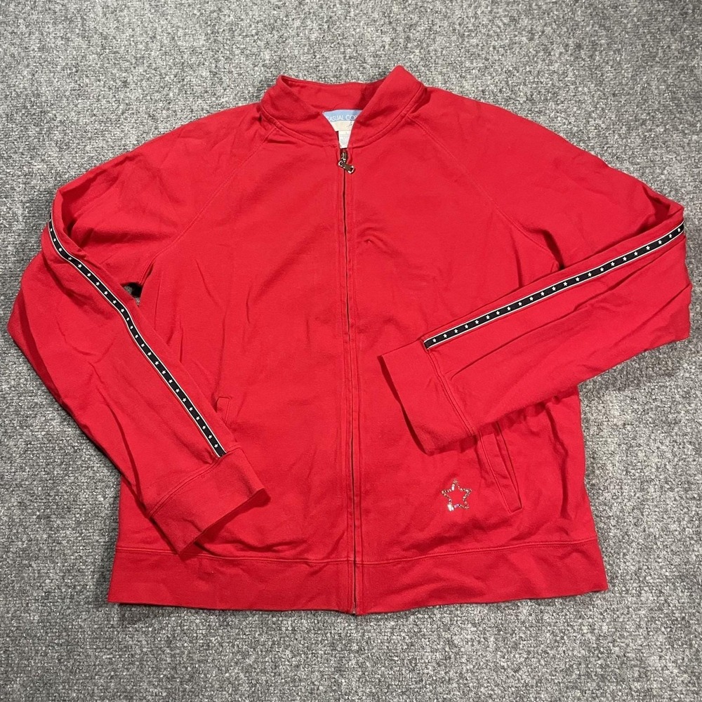Vintage Casual Corner Full Zip Jacket Sz Large Red Made in the USA Patriotic RWB